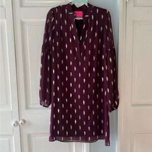Lilly Pulitzer Silk Cabernet Berry/Metallic Clip Dress